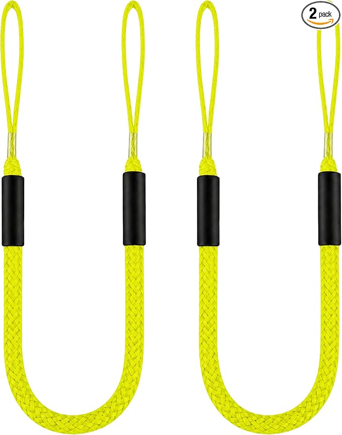 Boat Bungee Dock Lines, Scratch-Free Loop Ends Mooring Rope, Shock Absorbing Pontoon Tie Down Accessories Compatible with Models for Jet Ski（4ft-2 Pack-Yellow）