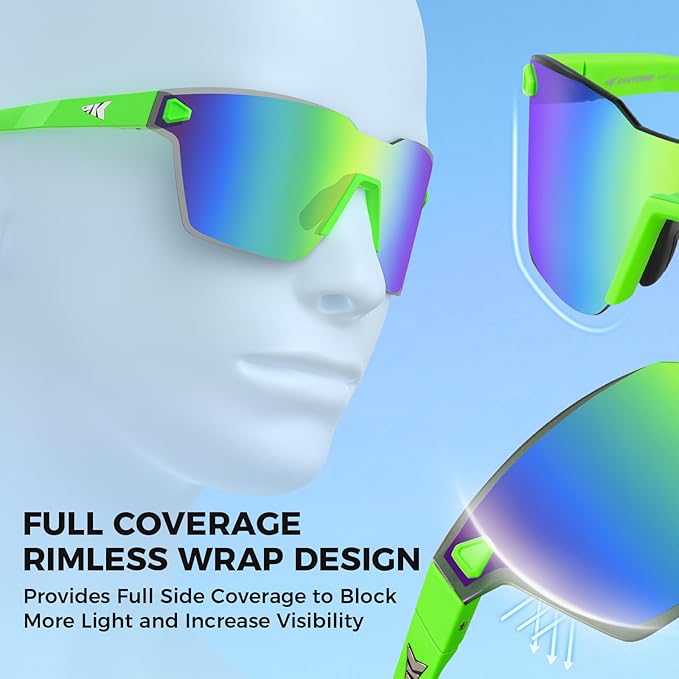 KastKing Tarkio Polarized Fishing Sunglasses, Large Single PC Lenses, Rimless Wrap Design, UV400 Protection Sports Sunglasses