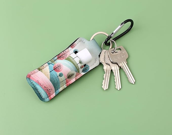 COOKOOKY Keychain Holder for Chapstick Lipstick Lip Gloss Cute Lip Balm Keychain Holder with Clip