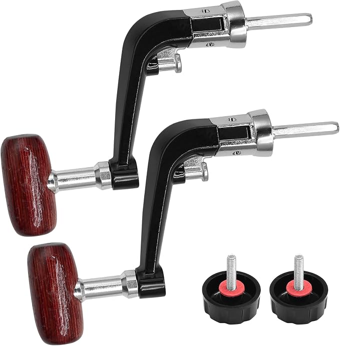2PCS Fishing Handles Spinning Reel Knob Replacement, Brown Wood Handle Reel Grips Spinning Reel Handle Replacement for Fishing Reel