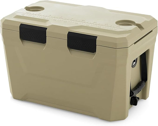 KOTEK 21qt Hard Cooler, Insulated Portable Ice Chest with Drain Plug, Bottle Opener & Cup Holders, Outdoor Cooler with Handle for Camping, Beach, Fishing and Boating