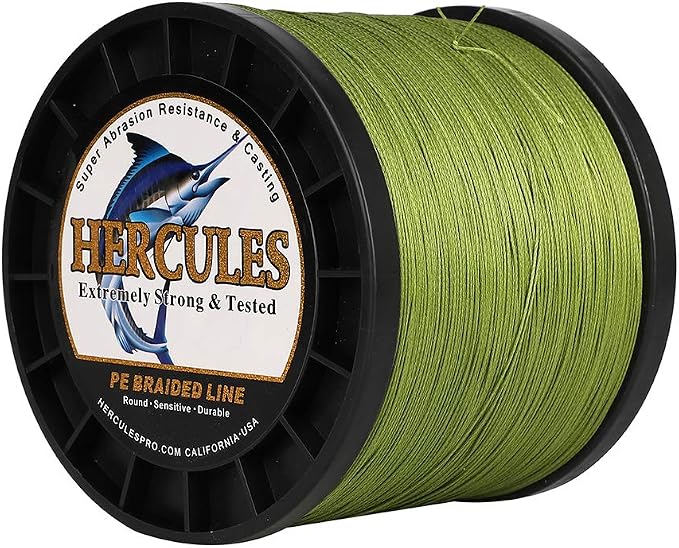 HERCULES Cost-Effective Super Cast 8 Strands Braided Fishing Line 10LB to 300LB Test for Salt-Water,109/328/547/1094 Yards(100M/300M/500M/1000M),Diam.#0.12MM-1.2MM,Hi-Grade Performance,Variety Colors