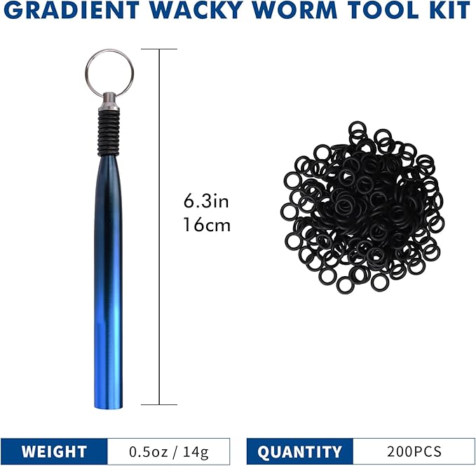 TRUSCEND Gradient Fishing Wacky Rig Tool with Silicone O Rings 210Pcs for 3"-4" and 5"-7" Fishing Worm Lures, Ultra-Smooth Downriggers Tube for Easy Installation and Great Protection of Stick Bait N1