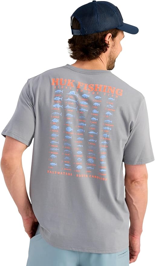 HUK Mens Performance Fishing Logo Tee, Short Sleeve T-Shirt for Men