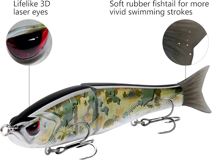 Bassdash SwimShad Glide Baits Jointed Swimbait Bass Pike Salmon Trout Muskie Fishing Lure