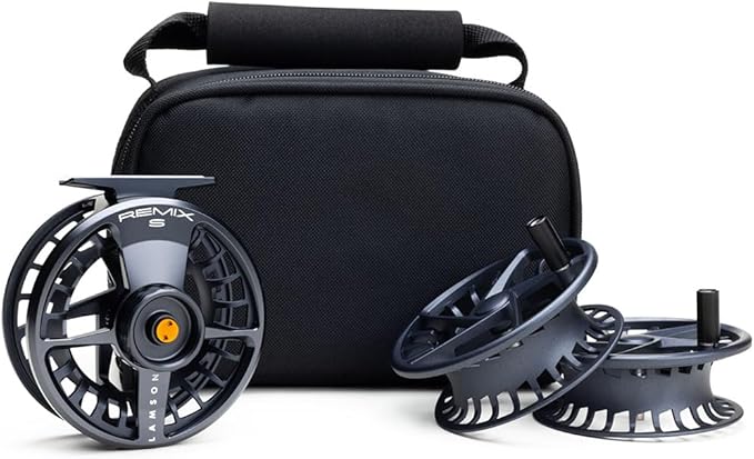 Lamson Remix S-Series Fly Reel 3-Pack (1 Reel & 2 spools with Carrying case) CNC machined Frame, Sealed Drag, 3/4/5/6/7/8/9/10 Weights