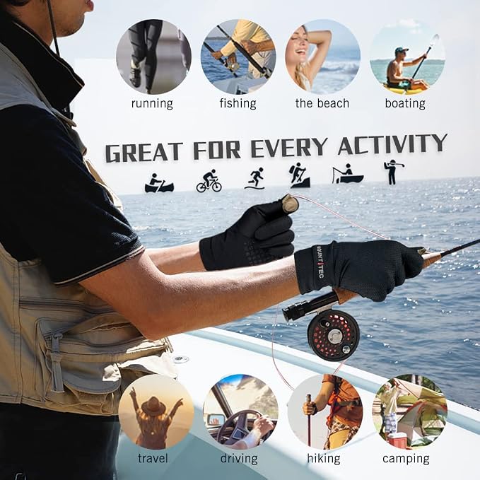 UV Protection Gloves Men's Women's Finger Tip Touchscreen Gloves UPF 50+ Sun Protective Glove for Cycling Fishing Running Hiking Boating Garden Safari Outdoor Activitie