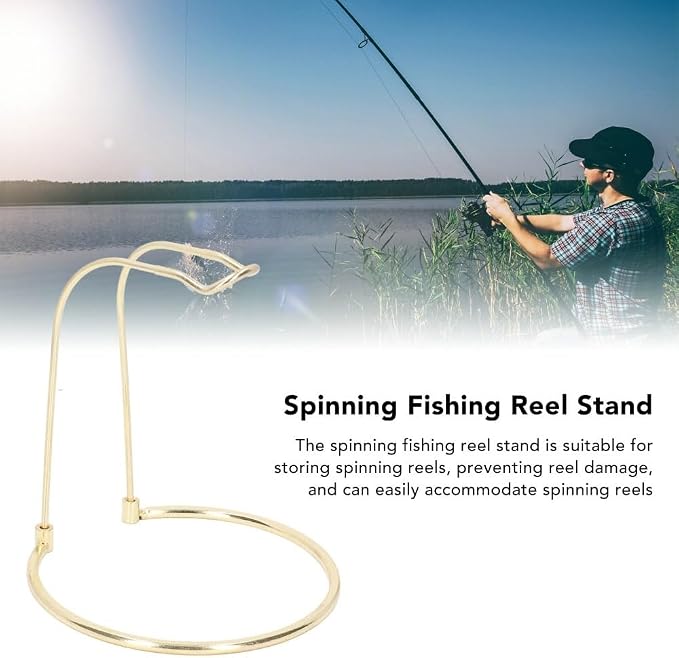 Stainless Steel Fishing Reel Rack - Portable Rod Holder Stand for Display & Storage Reel Bracket, 16.5x14.5x3cm(Gold)