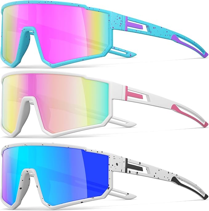 3 Pack Polarized Running Sunglasses for Women Mens Sunglasses UV Protection for Cycling Baseball Fishing