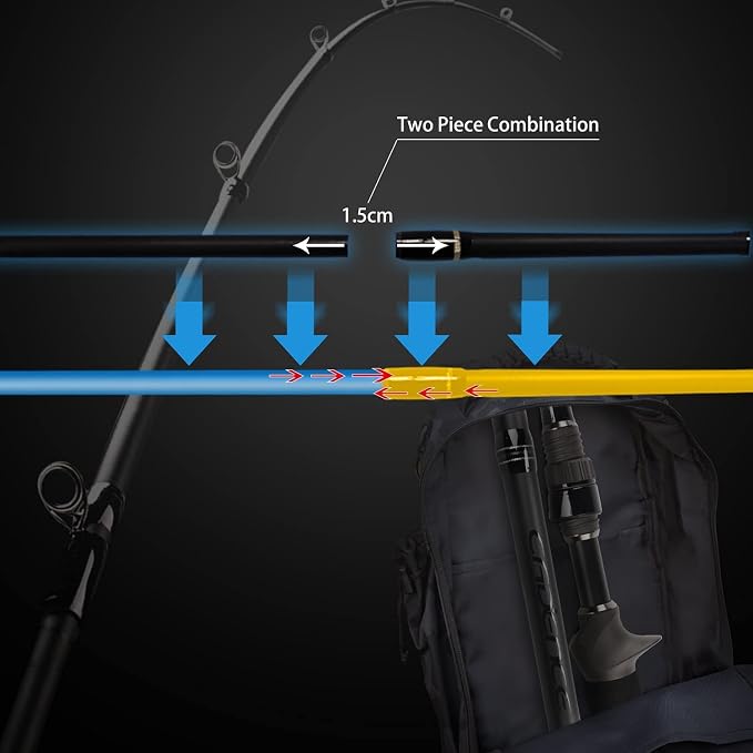Cadence CR67B Baitcasting Rods Fast Action Fishing Rods Lightweight Portable Casting Rods with 30/40 Ton Carbon Exposed Blank Reel Seat Stainless Steel Guides with SiC Inserts Baitcast Rods