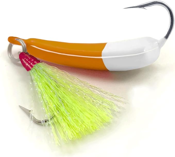 5 Pack Fishing Jig Heads, Swimbait Jigs Pompano Jigs with Teaser Hooks, Surf Fishing Jigs Saltwater Jig Heads Stand Up Jig High Carbon Steel O'Shaughnessy Hooks jigs