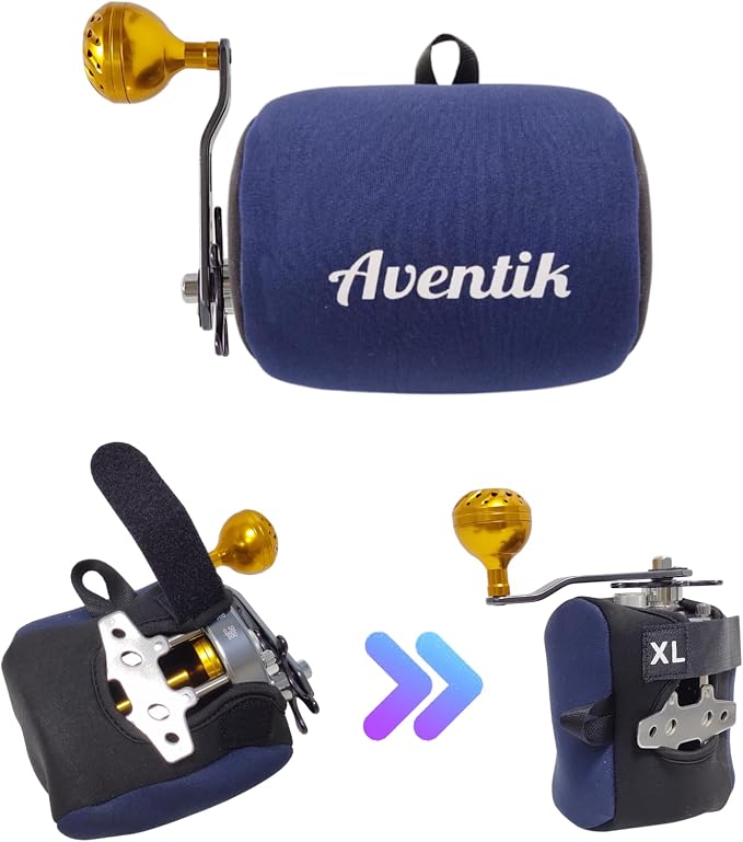 Aventik Neoprene Conventional Reel Cover Round Reel Gloves Trolling Reels Storage Reel Pouch Fits 800 1000 2000 3000 4000 5000 6000 Series Fishing Reels