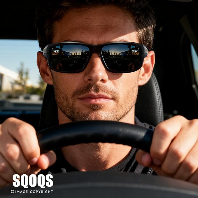 3Pack Polarized Sports Sunglasses for Men, Wrap Around Frame UV400 Goggles Sun Glasses for Cycling Fishing Driving