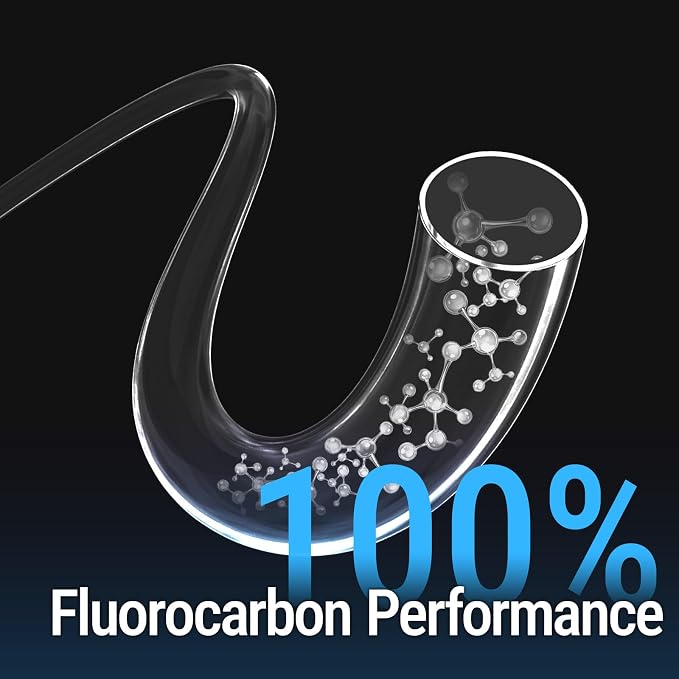 100% Fluorocarbon Fishing Line Clear Line Leader Material Invisible Water Fast Sinking Low Visibility Low Stretch High Abrasion Resistance Low Water Absorption Smooth Casting Mainline Pro