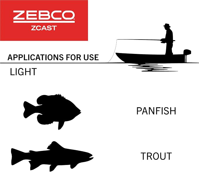 Zebco Z-Cast Spinning Fishing Rod Durable Z-Glass Fishing Pole, Comfortable EVA Rod Handle, Shock-Ring Guides, Medium Power