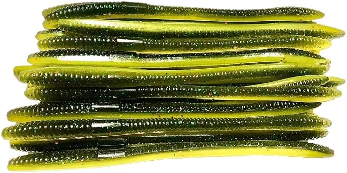 20 Pcs 6.25" Drop Shot Finesse Worms (Scented, Floats) Soft Plastic Baits for Bass Fishing