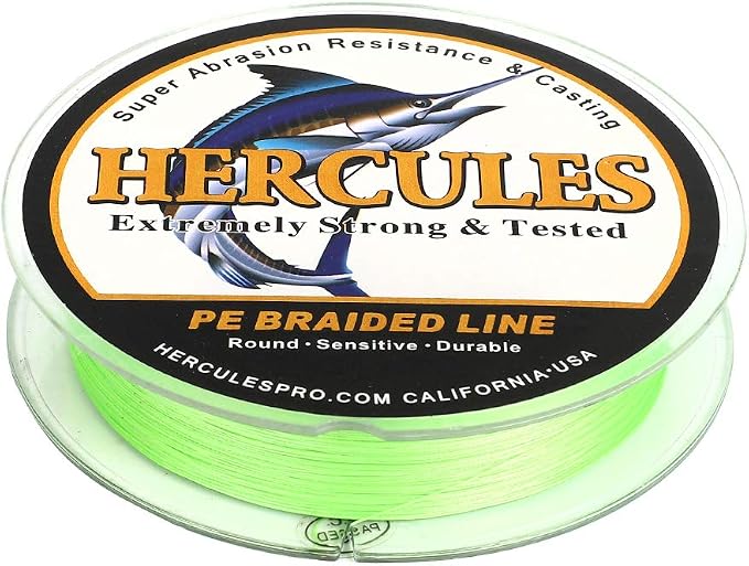 HERCULES Cost-Effective Super Cast 8 Strands Braided Fishing Line 10LB to 300LB Test for Salt-Water,109/328/547/1094 Yards(100M/300M/500M/1000M),Diam.#0.12MM-1.2MM,Hi-Grade Performance,Variety Colors