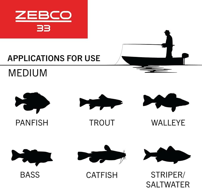 Zebco 33 Spincast Reel and Fishing Rod Combo, 6-Foot 2-Piece Fiberglass Rod with EVA Handle, Quickset Anti-Reverse Fishing Reel with Bite Alert