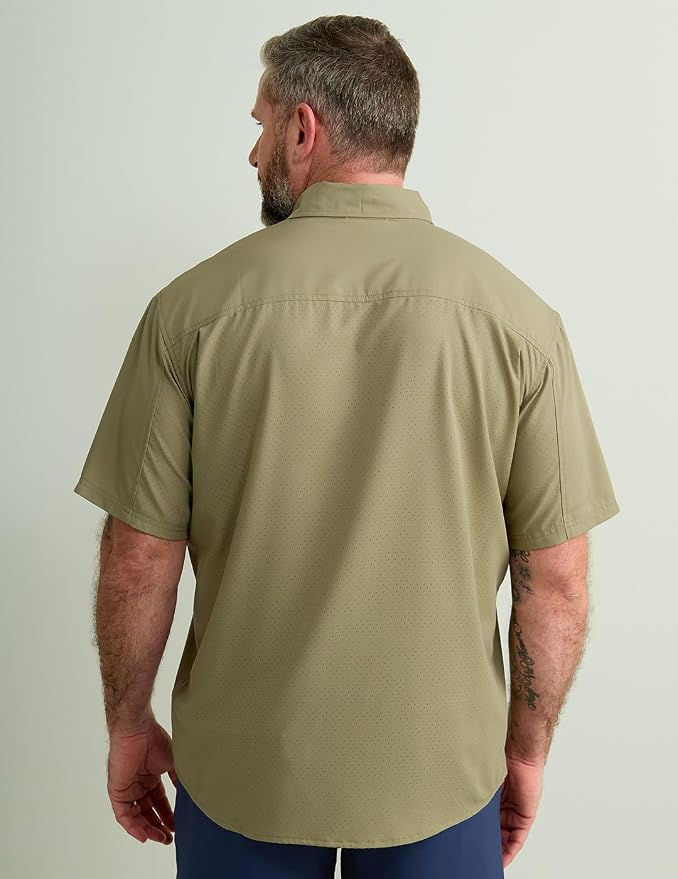 HUK Men's Tide Point Kc Scott Original Artwork Short Sleeve Shirt, Fishing Button Down