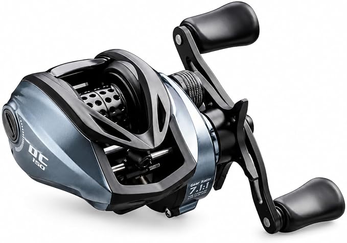 DC Baitcasting Reel, Digital Control Anti-Backlash, 7. 1:1 Gear Ratio, 6+1 Bearings, Ultralight for Bass Freshwater