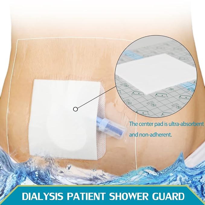 Waterproof Shower Protector Large Cover Shields for PICC Central Line Peritoneal Dialysis Chest Port Feeding Tube PD Catheter Accessories Bandages with Non-Stick Center Pad 12"x14"(Pack of 14)