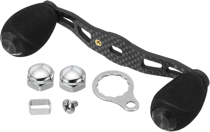 PATIKIL Fishing Reel Power Handle, Metal Baitcasting Reel Handle Rocker Replacement with EVA Knob Nuts Metal Frame for Rocker Arm Accessory, Black