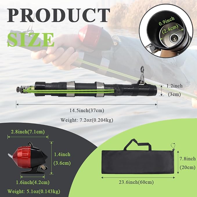 SUFFUSE Fishing Catapult Rod, Portable Carbon Fiber Fishing Poles and Reels Combo for Projecting Lures, Compact Freshwater and Saltwater Fishing Gear for Anglers Traveling
