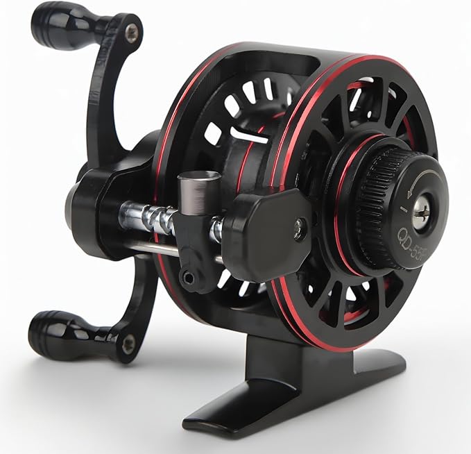 3+1 Bearing All Metal Reel for Ice Fishing Rock Fishing, 5kg/11.0lb Braking Force Wheel Speed Ratio 3.0:1 Double-Speed Fishing Line Reel (Left Hand)