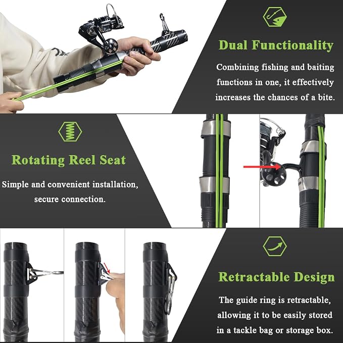 SUFFUSE Fishing Catapult Rod, Portable Carbon Fiber Fishing Poles and Reels Combo for Projecting Lures, Compact Freshwater and Saltwater Fishing Gear for Anglers Traveling