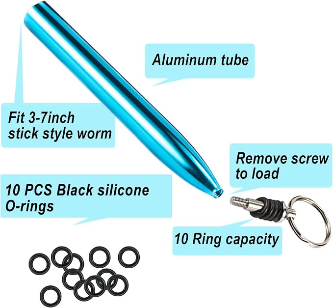 Wacky Rig Tool with Fishing O-Rings, Wacky Worm Rigging Tool Kit for Senko, Fishing Ring Rigging Tools for Clip Soft Baits Worms with Keychain Lanyard Fishing Bait Rigs