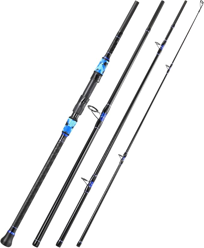 Sougayilang Surf Fishing Rod Portable Travel MH/H Surf Spinning Rod 4 Piece Carbon Fiber Saltwater Fishing Rod 10'/11'/12'/15'