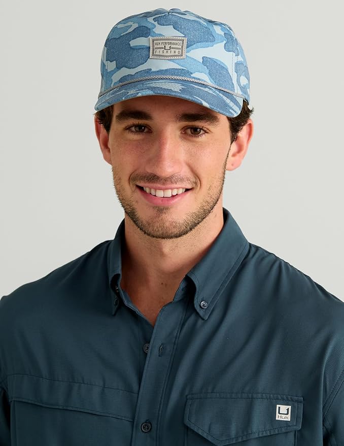 HUK Men's Tide Point Kc Scott Original Artwork Short Sleeve Shirt, Fishing Button Down