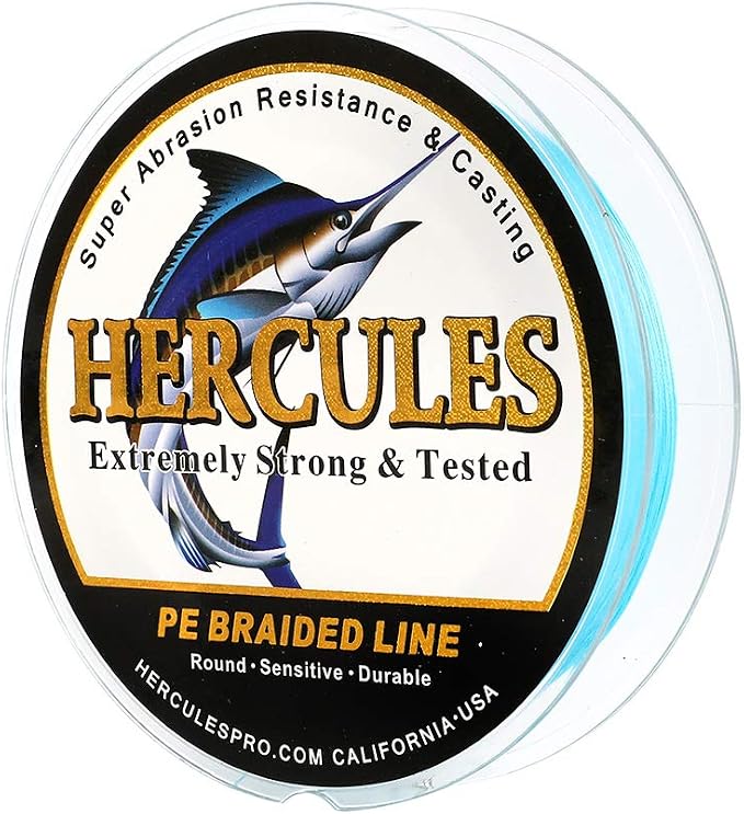 HERCULES Cost-Effective Super Cast 8 Strands Braided Fishing Line 10LB to 300LB Test for Salt-Water,109/328/547/1094 Yards(100M/300M/500M/1000M),Diam.#0.12MM-1.2MM,Hi-Grade Performance,Variety Colors