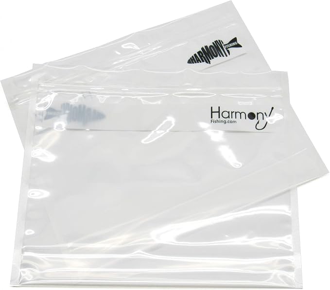 Harmony Fishing Bait Bags (10 Pack) - Durable Clear Storage Bag Organizers for Soft Plastic Baits, Lures, Tackle, and Fishing Accessories