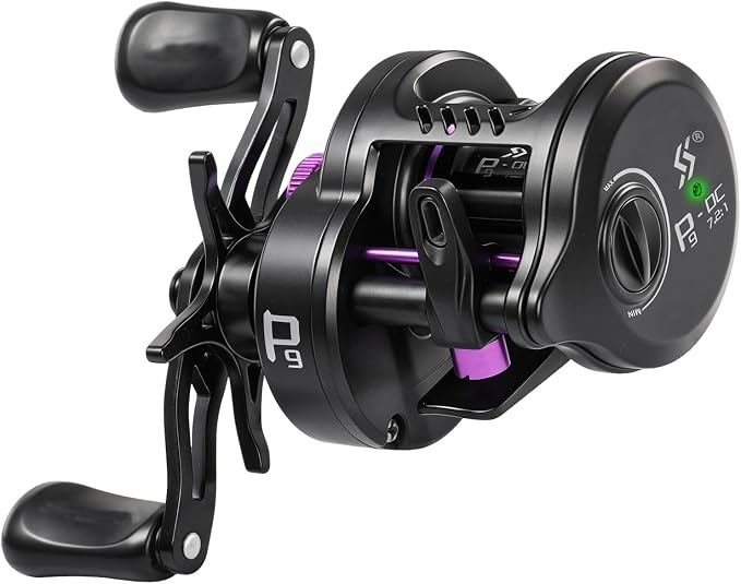 Sougayilang Round Baitcasting Reel, Digital Control Braking with Real-Time Acoustic Feedback, 7.2:1 Gear Ratio DC Reel for Bass, Catfish and Salmon, Ideal Fishing Reels for Beginners