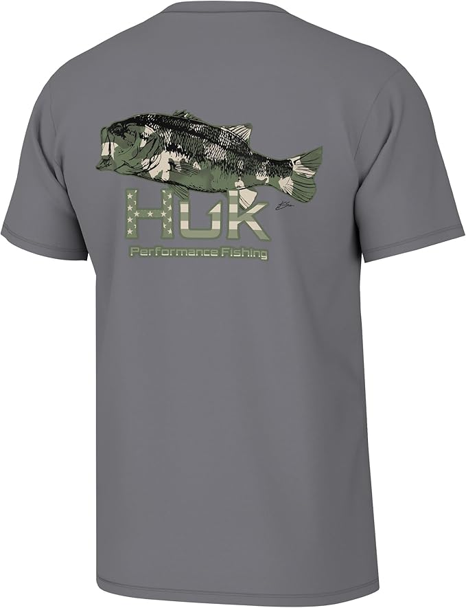HUK Mens Performance Fishing Logo Tee, Short Sleeve T-Shirt for Men