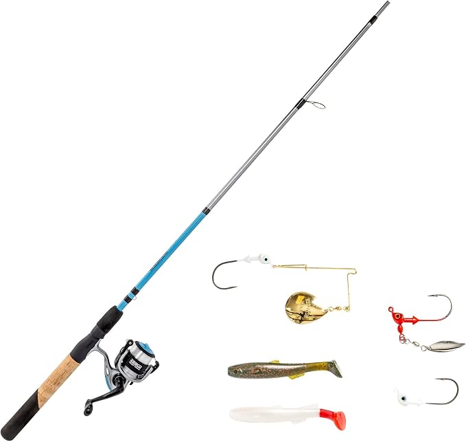 Zebco Ready Tackle Spinning Combo, 5-Foot 6-Inch, 2-Piece Fishing Rod, Size 30 Reel, 8-Pound Line, 29-Piece Tackle Kit