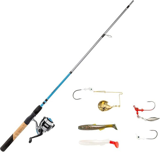 Zebco Ready Tackle Spinning Combo, 5-Foot 6-Inch, 2-Piece Fishing Rod, Size 30 Reel, 8-Pound Line, 29-Piece Tackle Kit