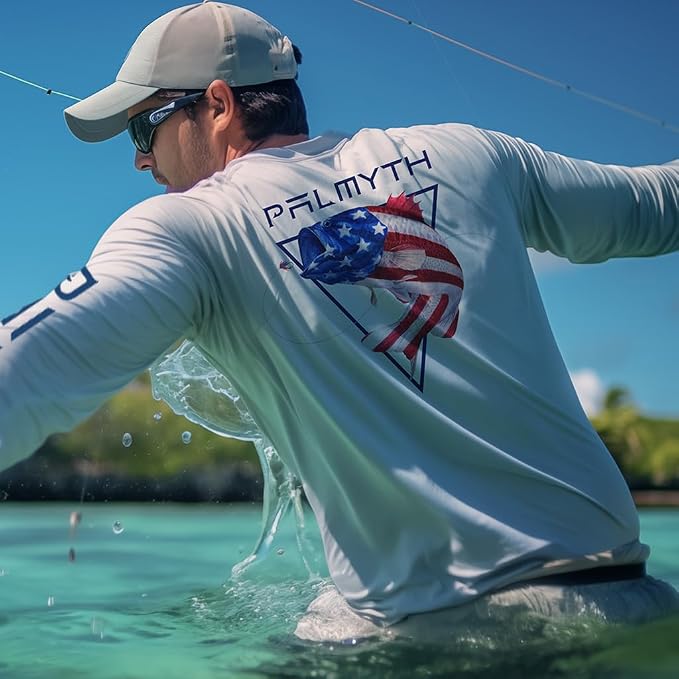 Palmyth Fishing Shirts for Men Long Sleeve UPF 50+ T Shirt Sun Protection Tee