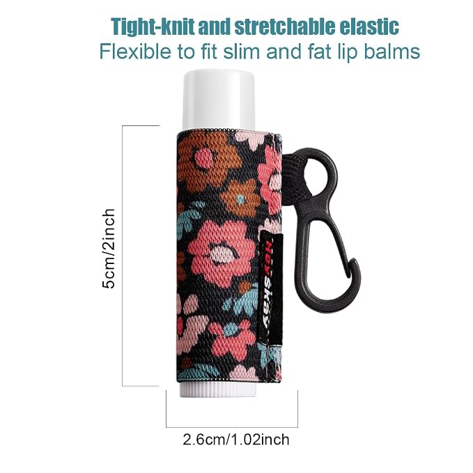 HEYSKAY 3pcs Lip Balm Holder Sleeves Keychain Chapstick & Lip Gloss Holder Elastic Sleeves (Geometric Pattern)