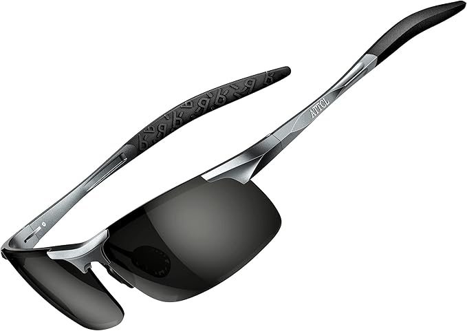 ATTCL 0.9 oz Polarized Sunglasses Men Sports: UV Protection Anti Glare Wrap Around Lightweight Metal Fishing Golf Running