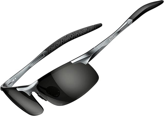 ATTCL 0.9 oz Polarized Sunglasses Men Sports: UV Protection Anti Glare Wrap Around Lightweight Metal Fishing Golf Running