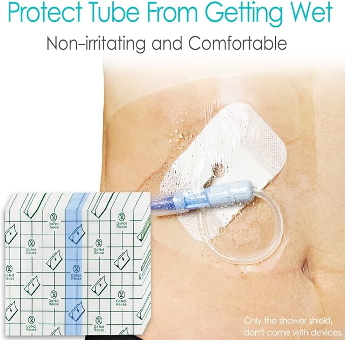 Shower Protector | 10x12 Inch Dialysis Catheter Shower Cover | Large Waterproof Picc Line Chemo Chest Port Wounds Dressing Shields Water Barrier Bandage (Pack of 25)