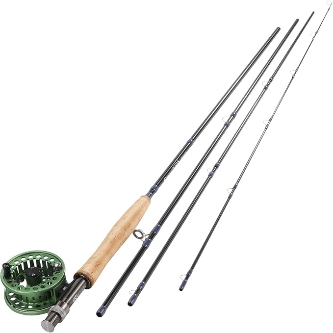 Sougayilang 5/6 Weight 9ft Fly Rod, 4-Piece Graphite Rod, Die Cast Aluminum Reel, Carrying Case, Fly Box & Fishing Flies Combo Starter Kit