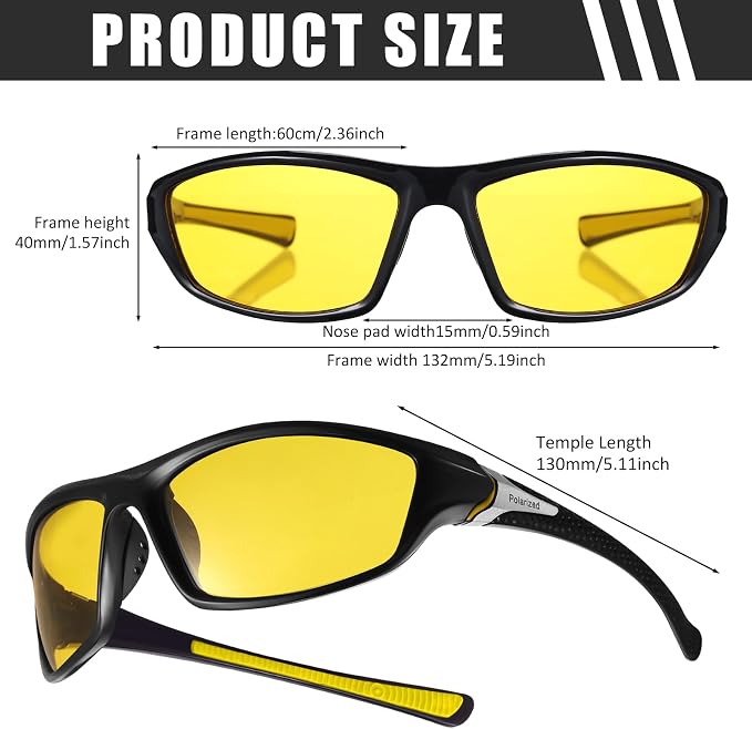 TOODOO 4 Pairs Men Polarized Sunglasses with UV Protection Driving Glasses Sports for Sport Outdoor Activities