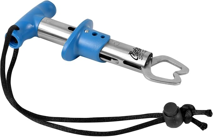 CUDA 6" Fish Lip Gripper, Durable Stainless Steel Up to 22 Lbs Fishing Accessory Tool for Freshwater Fish with Non-Slip T-Handle, Lanyard Included