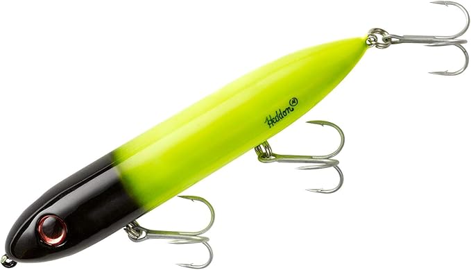 Heddon Super Spook Topwater Fishing Lure for Saltwater and Freshwater, Chartreuse/Black Head , (7/8 oz)