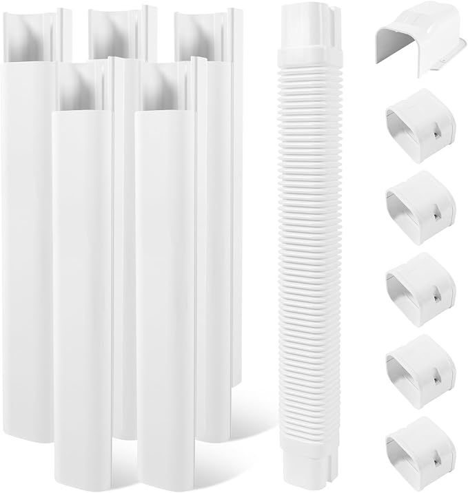 LyPrem 10Ft Mini Split Line Set Cover 4" PVC Line Cover Kit for Mini Split and Central Air Conditioner & Heat Pump(White)