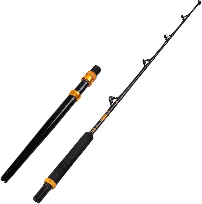 Fiblink Bent Butt Fishing Rod 2-Piece Saltwater Offshore Trolling Rod Big Game Roller Rod Conventional Boat Fishing Pole