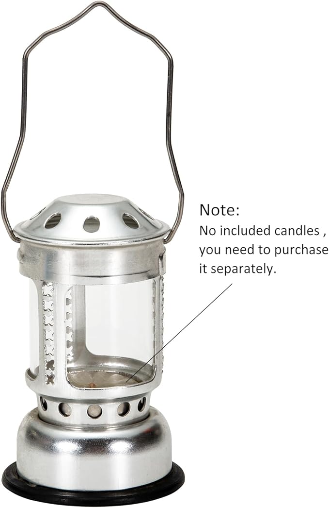 2 PCS Outdoor Hanging Candle Lanterns, Night Fishing Light Weight Lamps with Carry Handle and Glass for Camping (2)